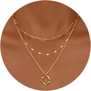 Colar Linda Top em Camadas Banhado a Ouro 14K