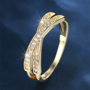 Anel Elegância Cruzada com Zircão para Mulheres