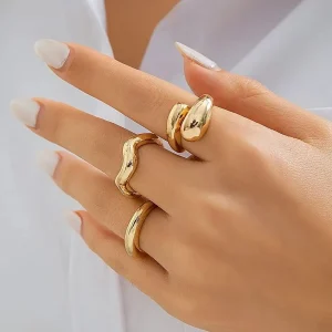Conjunto de Anéis Geométricos Irregulares Linda Top