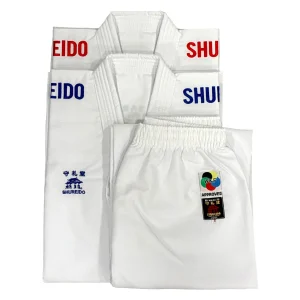 Conjunto Shureido Waza WKF – 2 Casacos (Vermelho e Azul) + 1 Calças